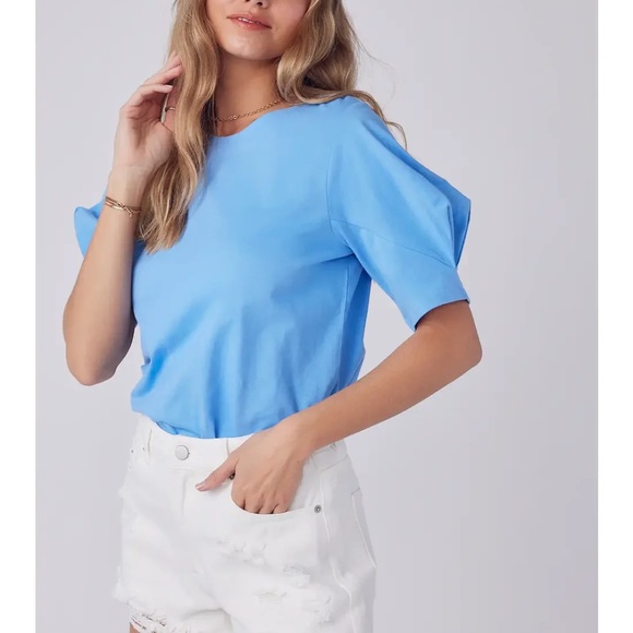 French Blue Puff Sleeves Tee - Picture 2 of 6